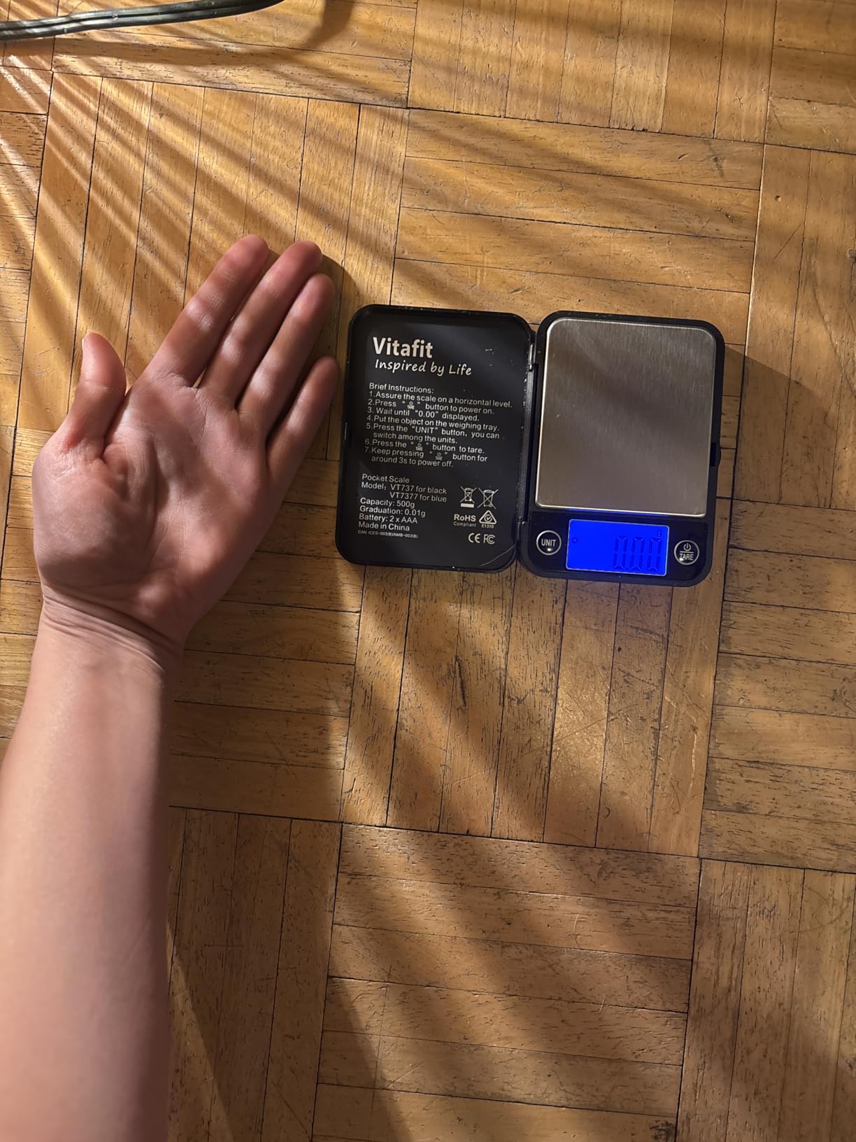 Vitafit 500g Digital Pocket Scale,High Accuracy Assured by Scale Professional Factory Since 2001, Gram Scale 0.01g for Multifunction: Lab,Food, Kitchen,Coffee,Jewelry; Black customer photo 1