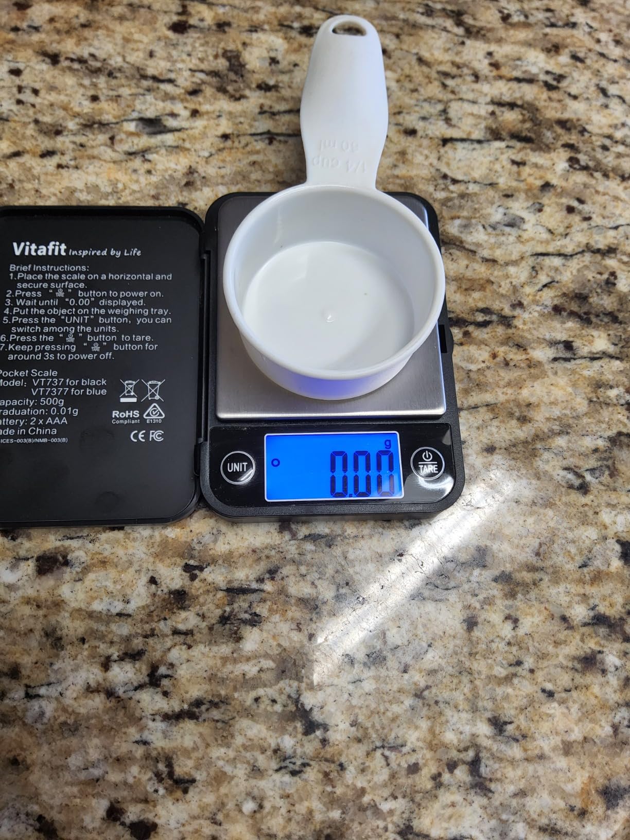 Vitafit 500g Digital Pocket Scale,High Accuracy Assured by Scale Professional Factory Since 2001, Gram Scale 0.01g for Multifunction: Lab,Food, Kitchen,Coffee,Jewelry; Black customer photo 2