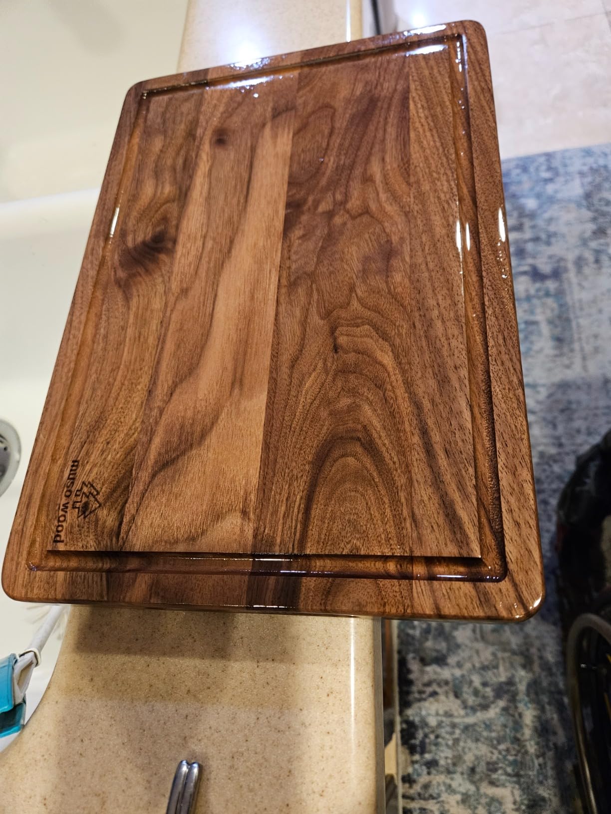Muso Wood Small Cutting Board with Handle, Walnut Wooden Chopping Boards for Bread, Vegetables & Fruits, Dinner Cheese Board with Hole(15.2x7.3 Inches) customer photo 1