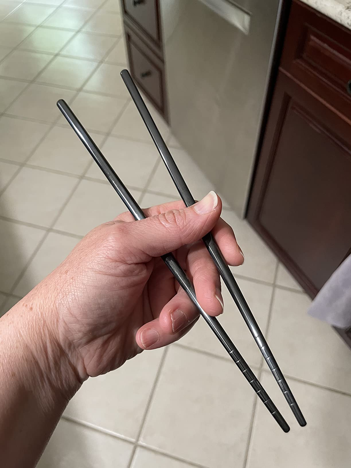 10 Pairs Reusable Chopsticks, Stainless Steel Metal Chop Sticks, Japanese Chinese Korean Chopstick Dishwasher Safe, 8.9 Inch (Silver / Chop sticks) customer photo 2