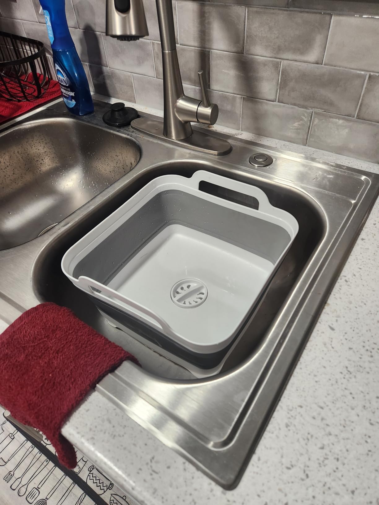 Collapsible Wash Basin 9L, Foldable Dish Tub with Drain Plug, Portable Collapsible Dish Basin for Camping, Washing Dishes, Laundry & Kitchen Use customer photo 2