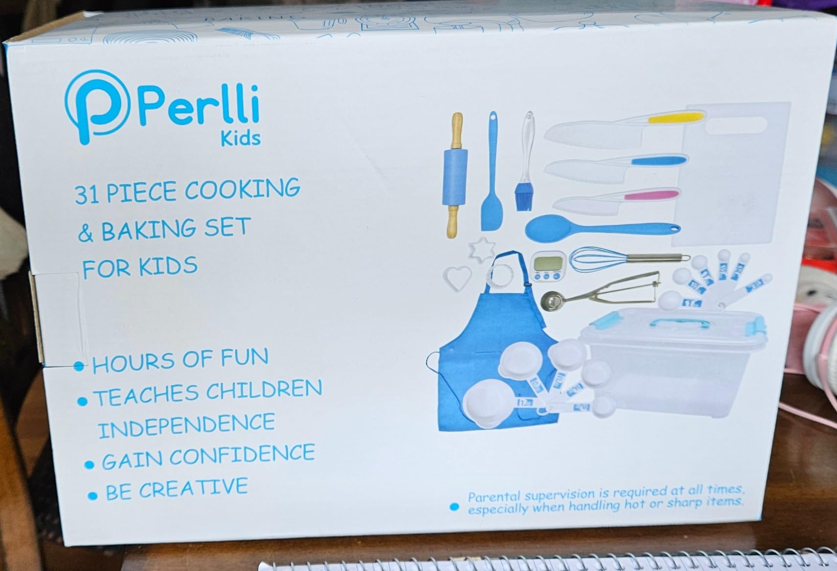 PERLLI Kids Real Cooking Set for Cooking and Baking - 31 Pc. Gift for Junior Chef with Real Utensils, Case & Safe Kids Knife Set for Boys & Girls - Fine Motor Skills & Fun for Children Ages 6+, Orange customer photo 2