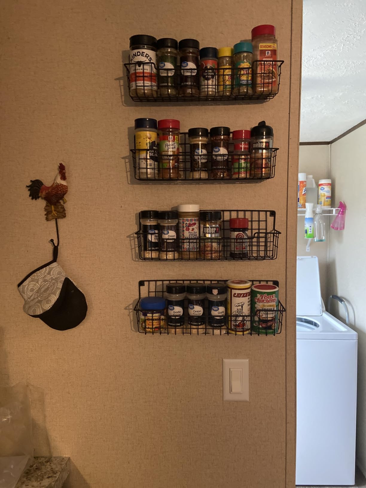 Spice Rack Wall Mount, Spice Organizer for Cabinet & Pantry Door, Set of 4 Hanging Spice Rack Saving Space for Kitchen, Black customer photo 1