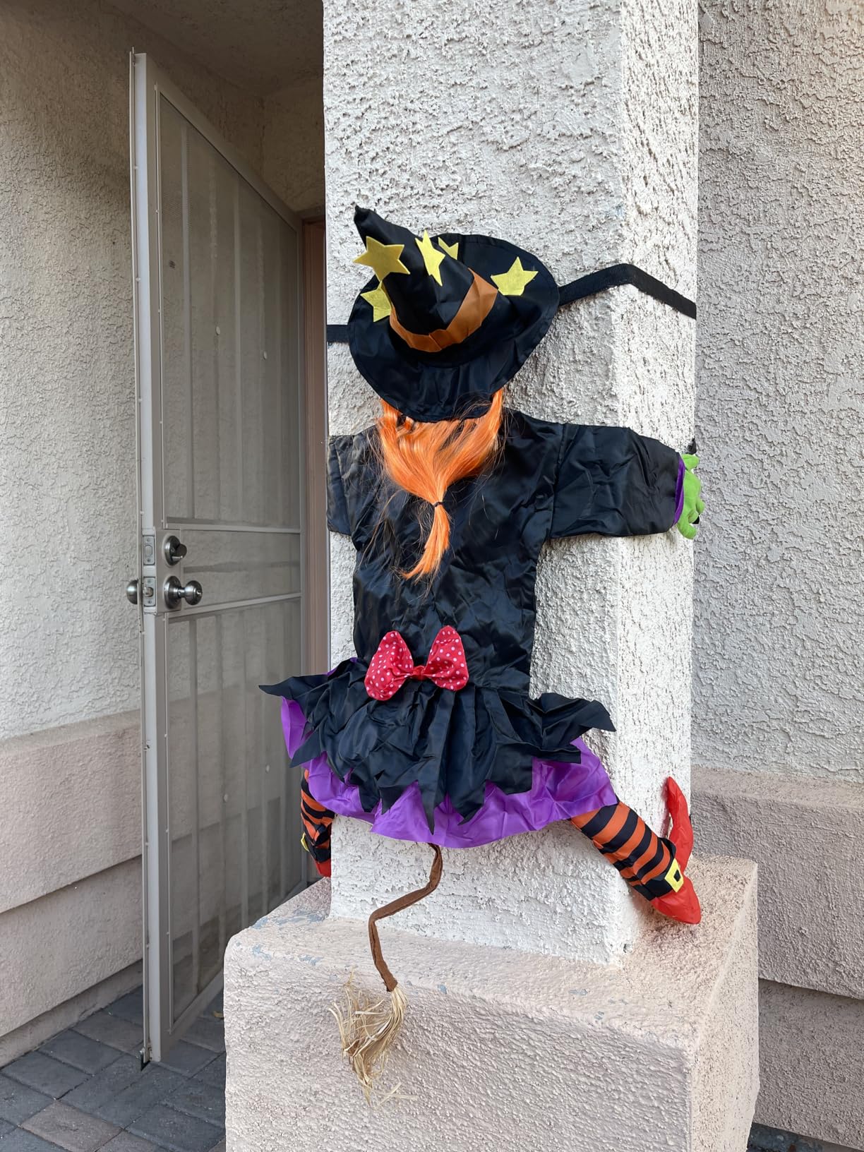 Halloween Decorations Outdoor Crashing Witch: 44'' Flying Crashed Witches Hanging into Tree - Halloween Decor for Yard Garden Porch customer photo 2