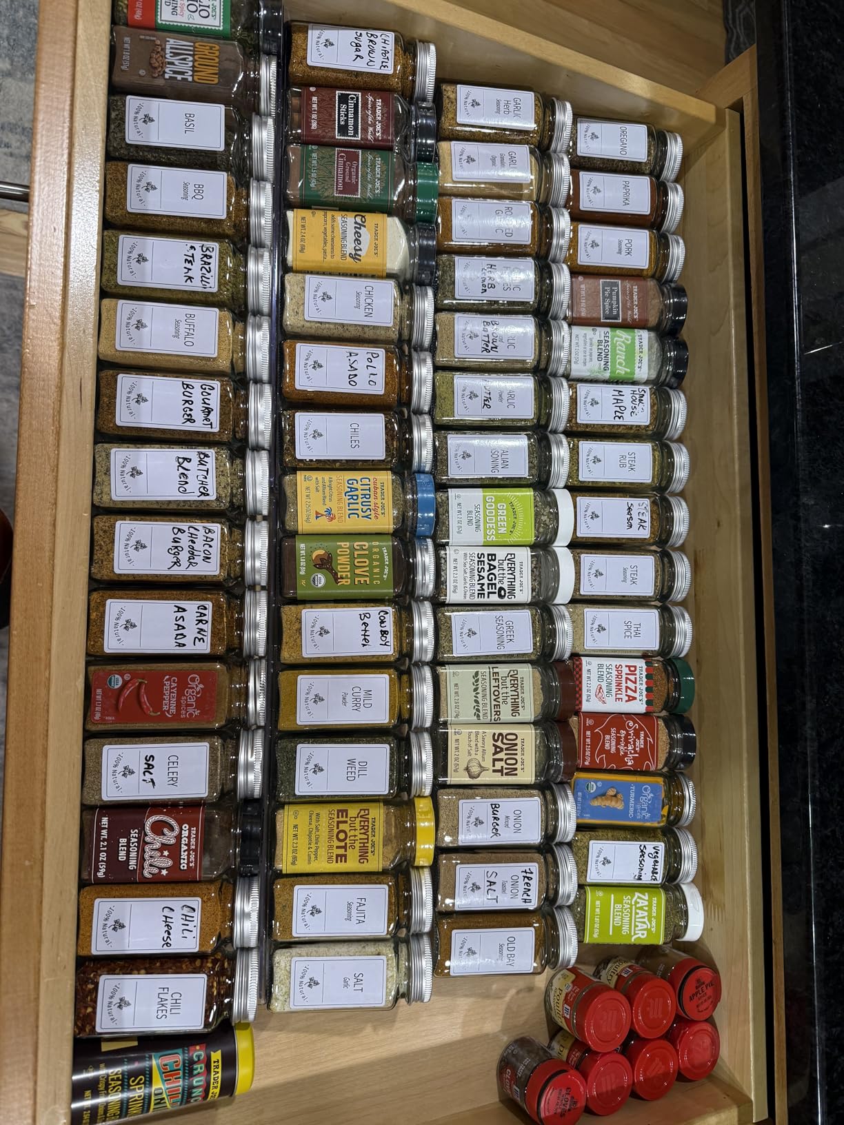 SWOMMOLY 48 Glass Spice Jars with 806 White Spice Labels, Chalk Marker and Funnel Complete Set. Empty Square Spice Bottles 4 oz, Spice Containers with Pour/sift Shaker Lid, Airtight Cap customer photo 1