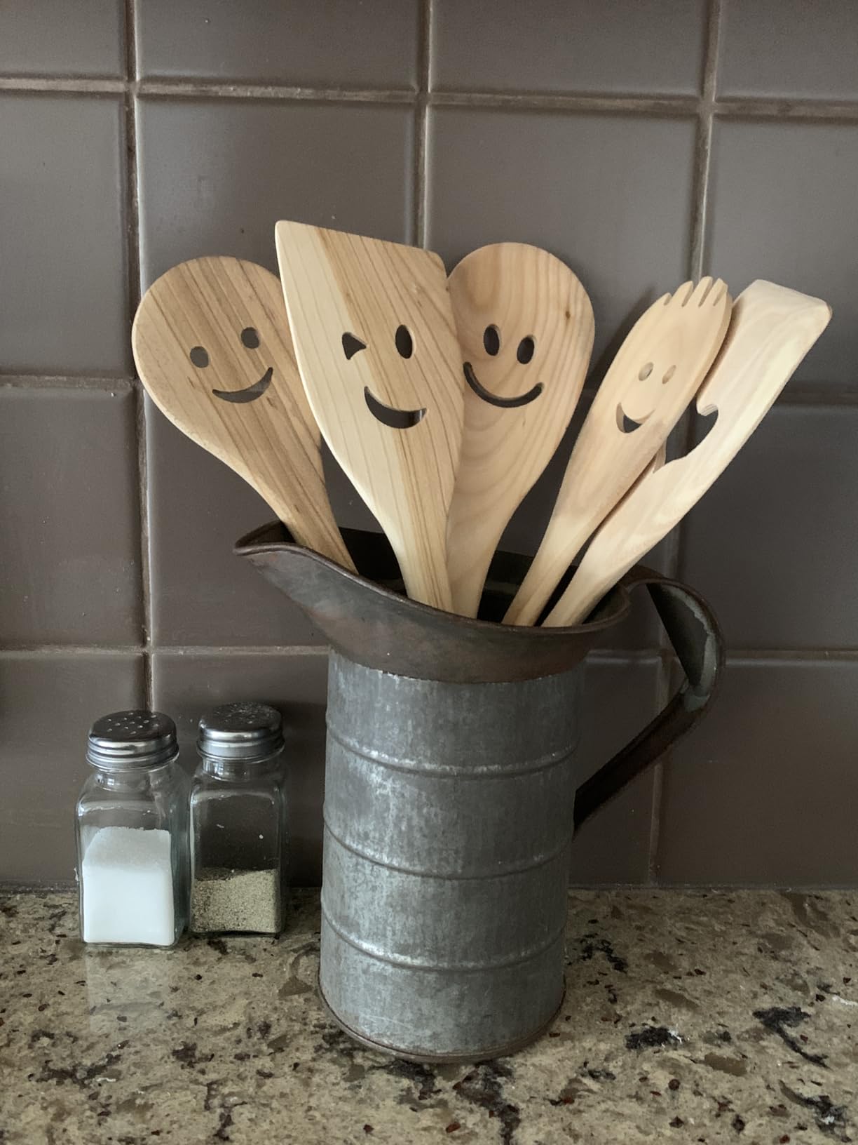 MFC 5-Piece Wooden Cooking Spoons - Kitchen Set from Natural Cherry Wood - Wooden Spoons for Cooking - Funny Utensil Set with Smiley Faces - Cooking Multipurpose Wood Utensils customer photo 2