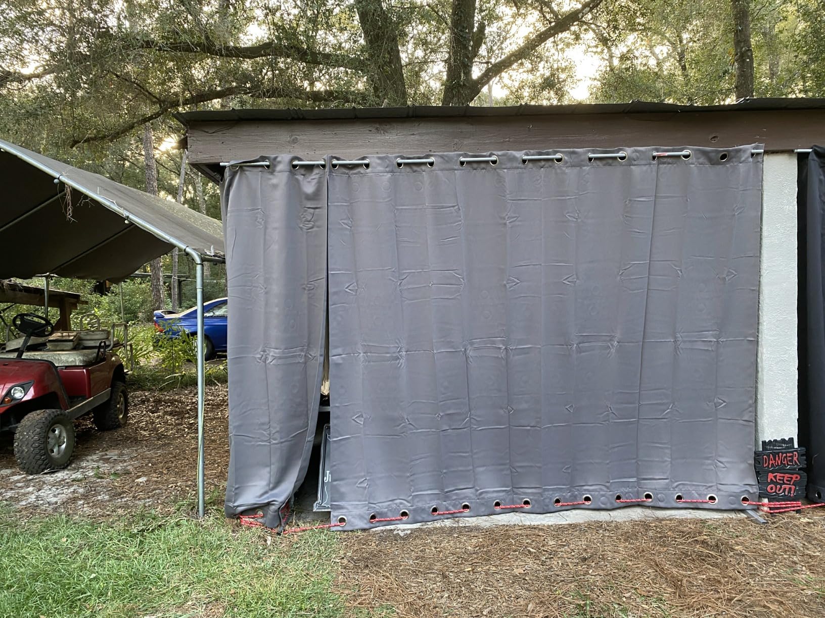 RYB HOME 2 Panels Outdoor Patio Curtains - Weighted Waterproof Drapes Blackout Shades Thermal Insulated Privacy Windproof Draperies for Gazebo Porch Sliding Door, Biscotti Beige, W52 x L84 customer photo 2