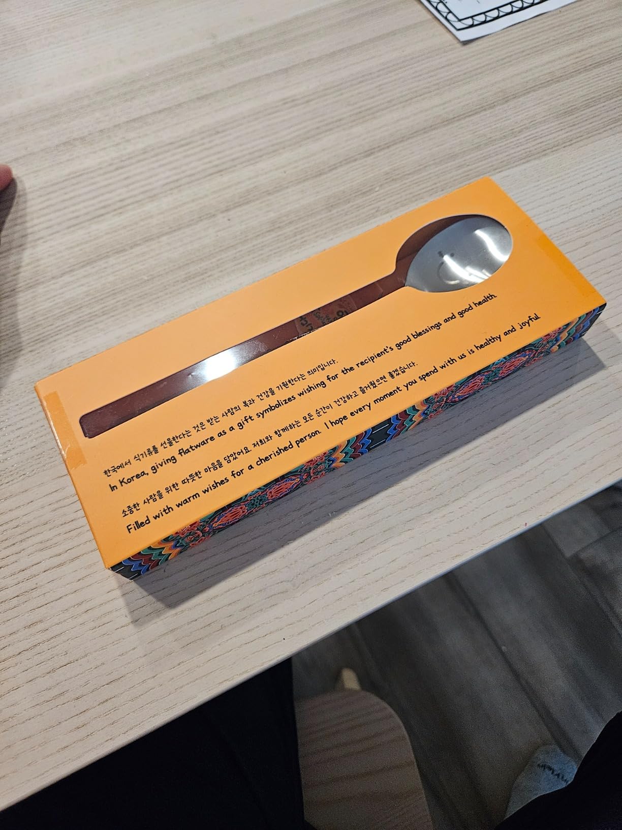 Korean Utensils Chopsticks and Spoon Set Reusable Long Handle Stainless Steel Good for Gift Happy Face & Hangul Characters Engraved Silver customer photo 2