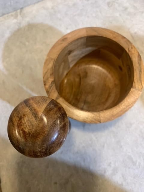 Samhita Handmade Acacia Wood Mortar and Pestle Perfect for Grinder for Herbs, Garlic, Walnut Spices & Kitchen Essentials Usage customer photo 1