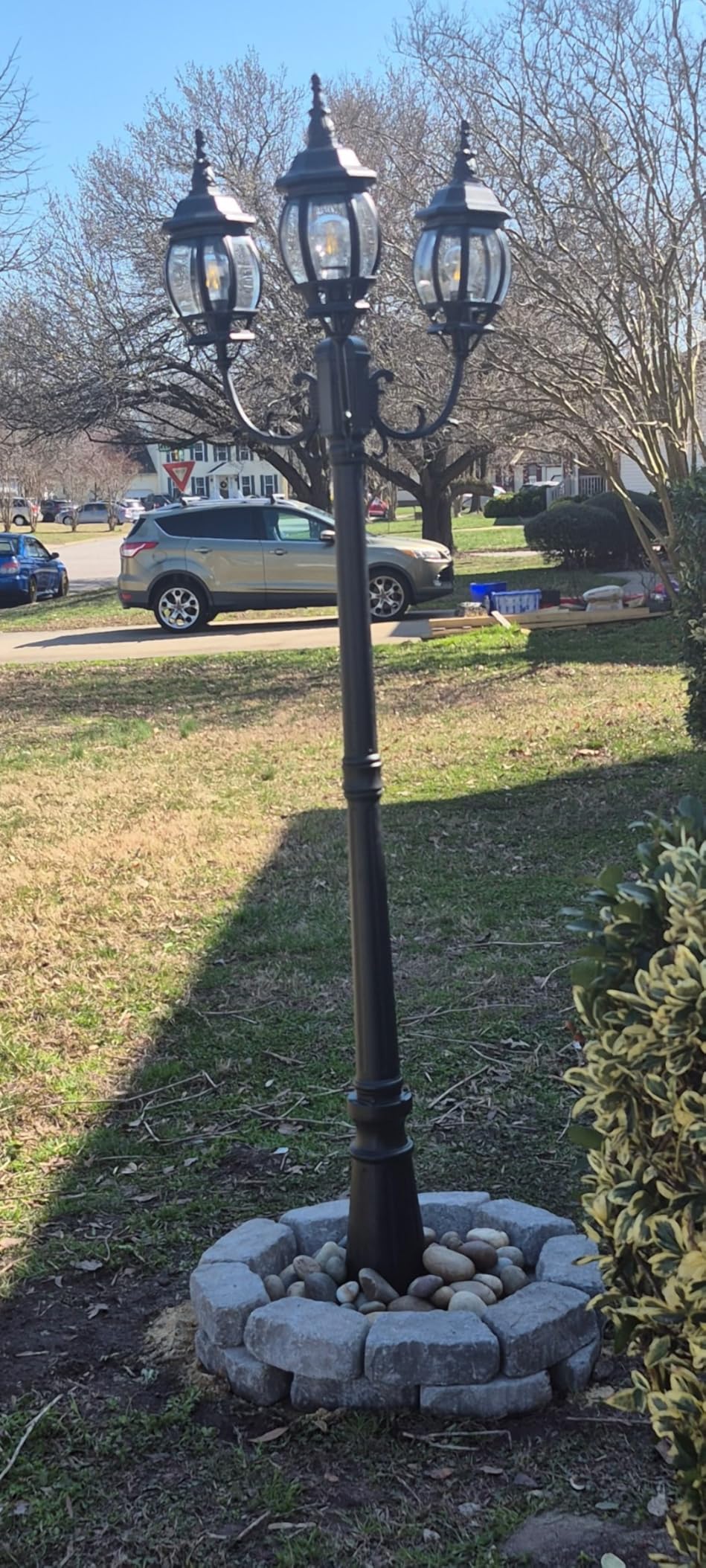 LUTEC LED Outdoor Post Light with Triple-Head, Hardwired Vintage Street Lights for Lawn Patio Yard Pathway Garden Black Light Pole with Clear Glass Panels customer photo 1