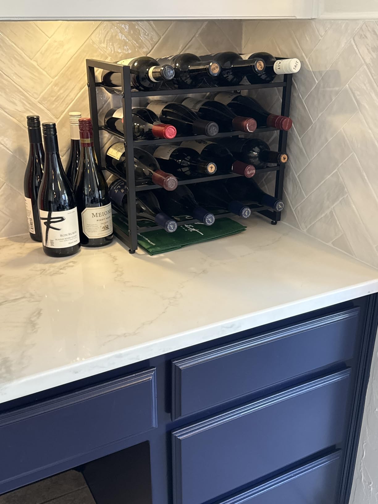 IBUYKE Wine Racks Countertop, 4 Tiers Metal Wine Rack,Wine Rack Freestanding Storage 16 Bottle Capacity, for Home Kitchen, Pantry, Wine Cellar, Bar, Black UTMJ903H customer photo 2
