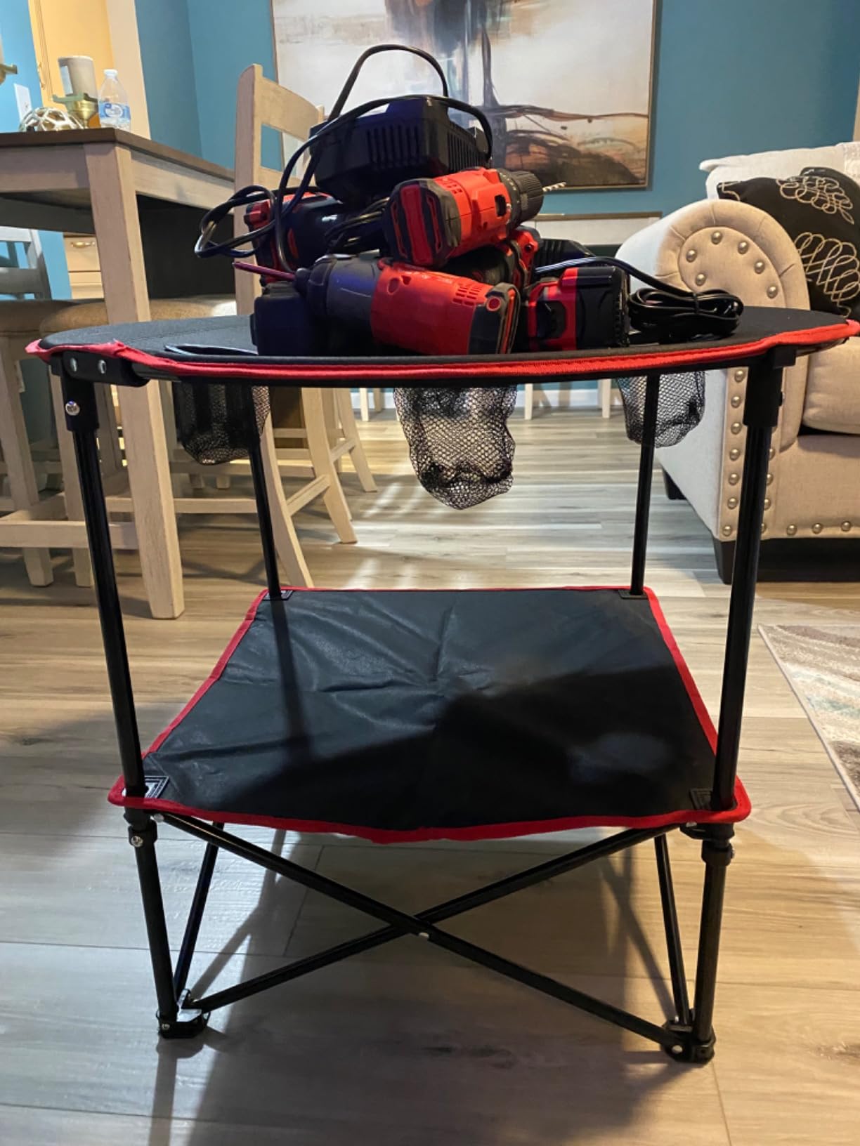 Portable Camping Table Folding Picnic Tables Lightweight Folding Table Waterproof Canvas Beach Table for Outside with 4 Cup Holders & Carry Bags for Camping, Beach, Campfires and Tailgating customer photo 2