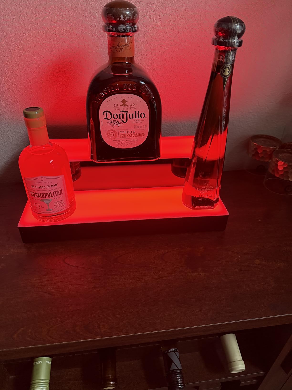 Boss Premium BarUSA LED Lighted Bar Shelf Display Liquor Bottle Alcohol Whiskey Shelves Rack Stand Tray Units for Home Bar Living Room Accessories and Decor - Designed in USA (3-Step, 16 Inch) customer photo 2