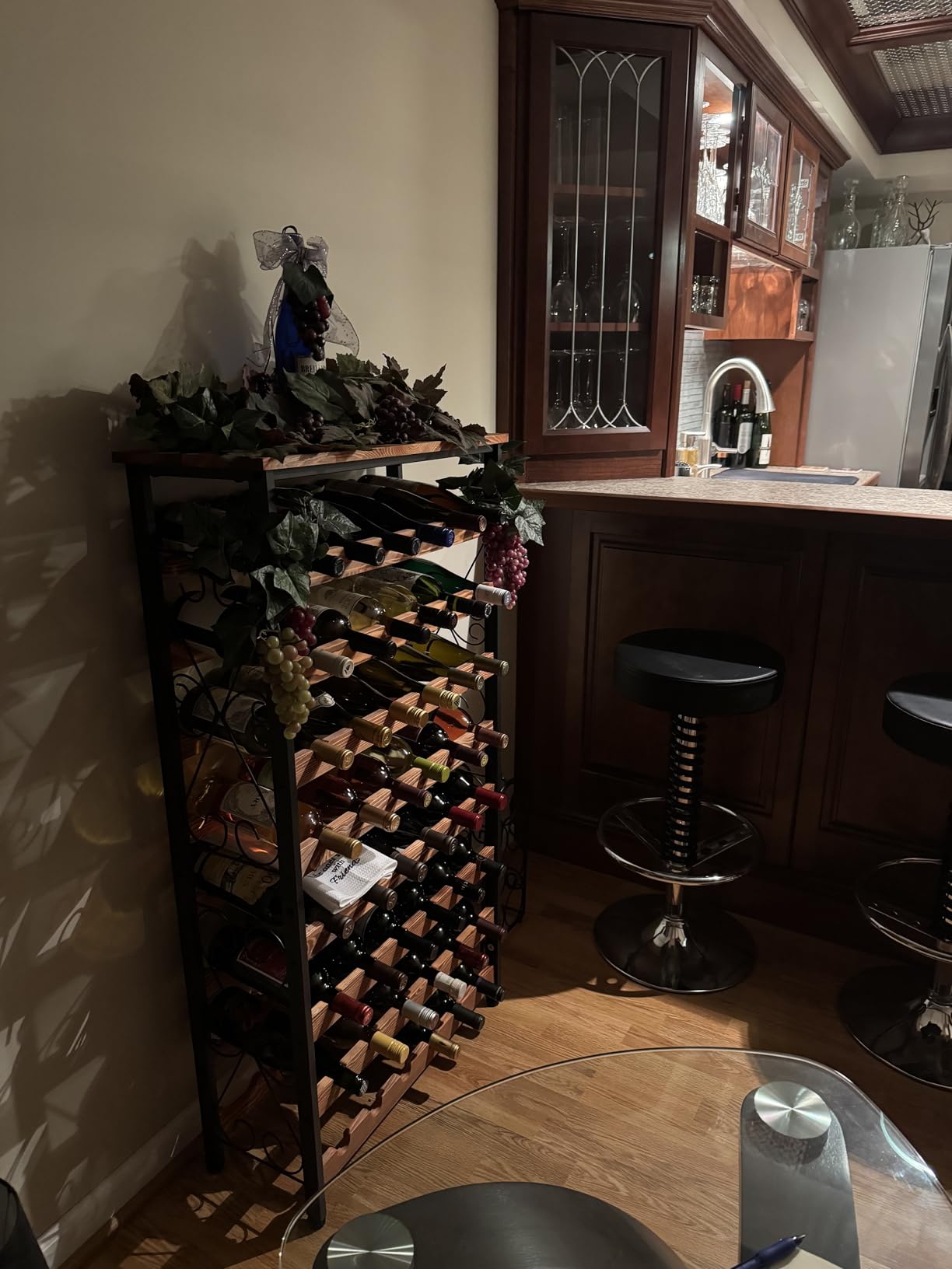 Sonyabecca 48 Bottles Wine Rack Freestanding Floor with Wood Top, 8 Tier Wine Bottle Holder, Wine Storage for Kitchen Pantry, Tall Wine Bar Stand Shelf Display 25.2''L X 10.7''W X 47.2''H customer photo 1