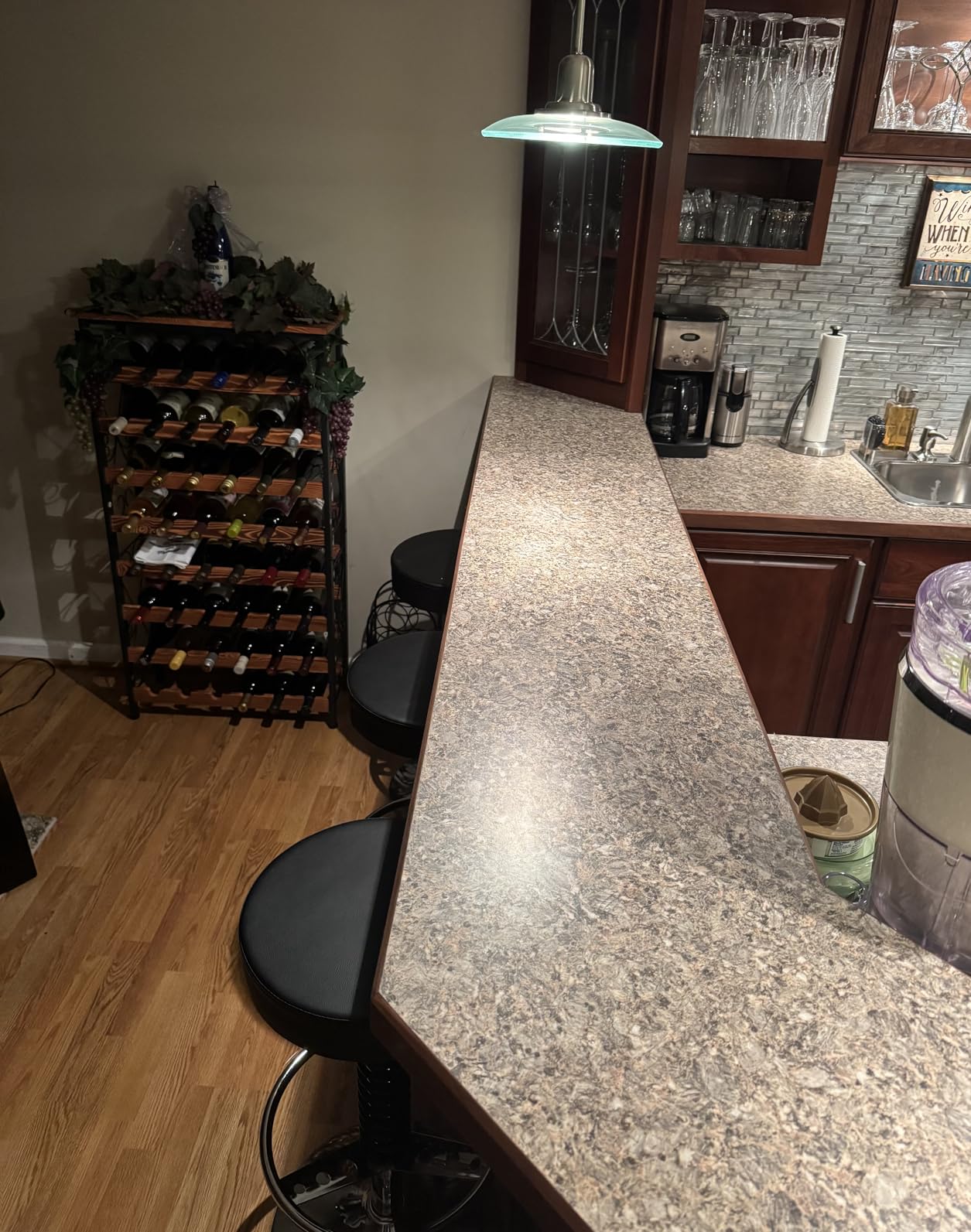 Sonyabecca 48 Bottles Wine Rack Freestanding Floor with Wood Top, 8 Tier Wine Bottle Holder, Wine Storage for Kitchen Pantry, Tall Wine Bar Stand Shelf Display 25.2''L X 10.7''W X 47.2''H customer photo 2