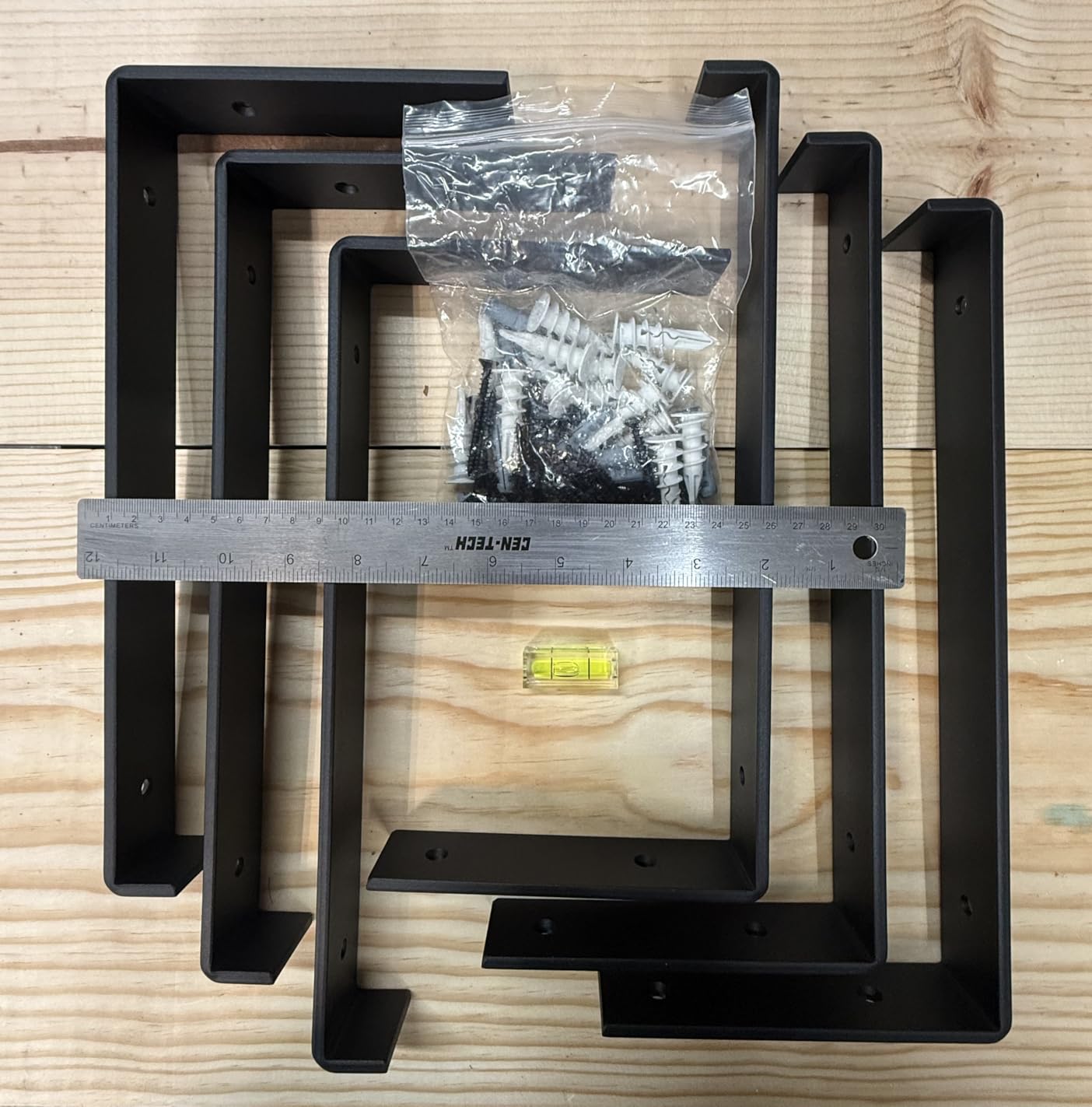 12 Inch Heavy Duty Floating Shelf Bracket, Wall Mounting Industrial Black Shelf Brackets, 1/5 Inch Thick Iron Metal Brackets for Shelves 6 Packs customer photo 1