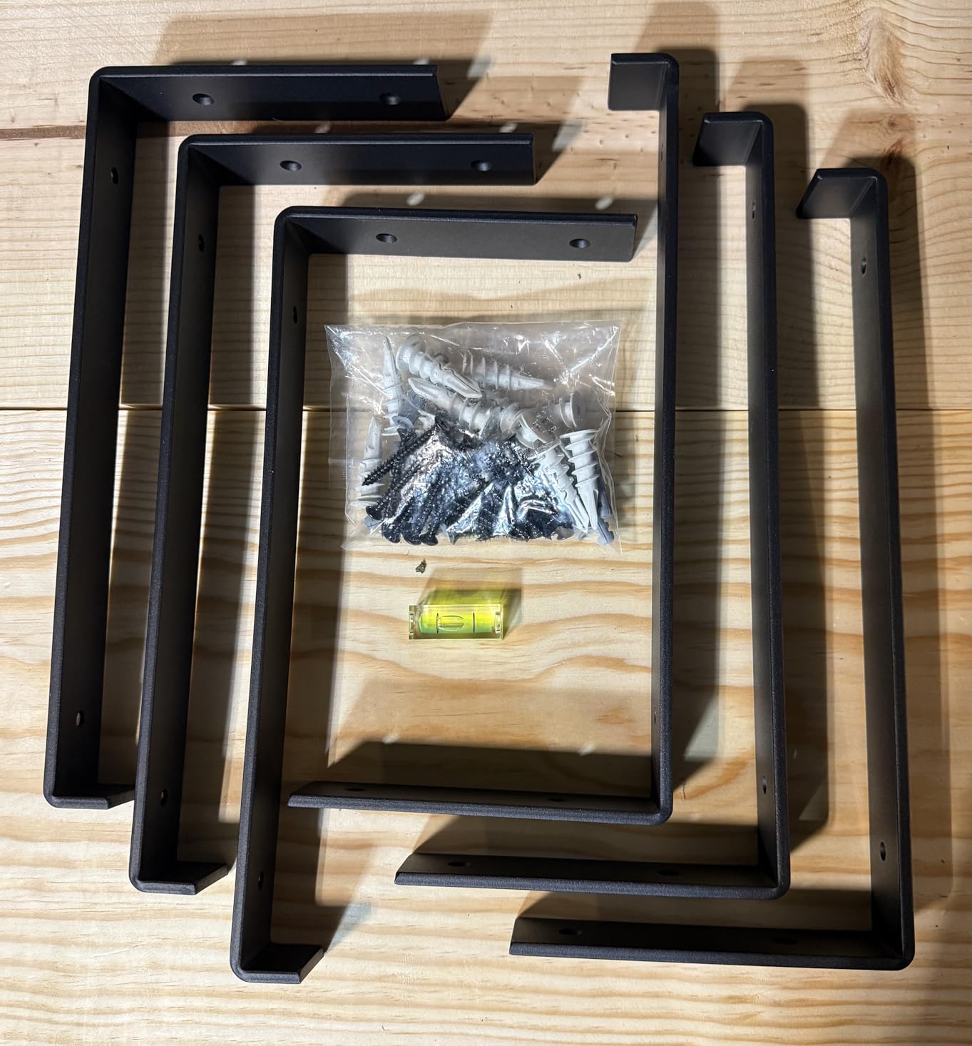 12 Inch Heavy Duty Floating Shelf Bracket, Wall Mounting Industrial Black Shelf Brackets, 1/5 Inch Thick Iron Metal Brackets for Shelves 6 Packs customer photo 2