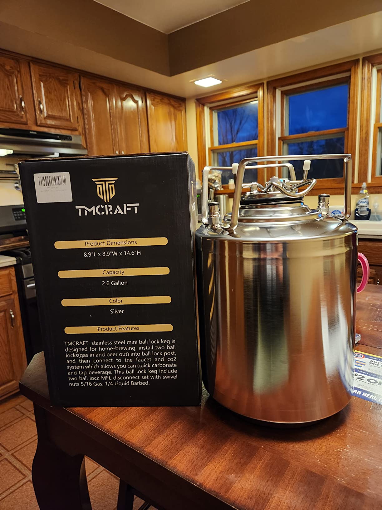 TMCRAFT 2.6 Gallon Mini Ball Lock Keg, Stainless Steel Double Ball Lock Post Corny Keg with Quick Disconnect Set for Home-brewing(10L) customer photo 1