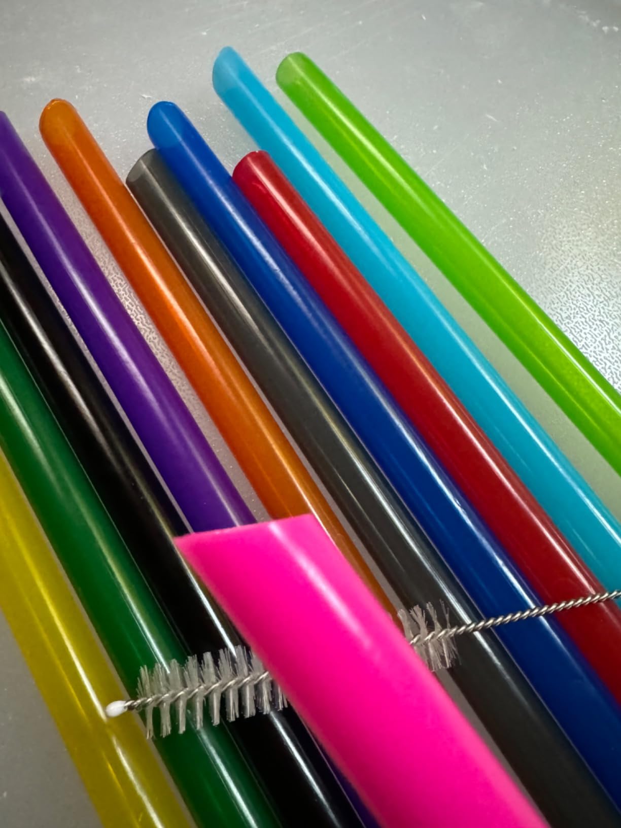 ALINK 12 PCS Reusable Boba Straws, 10.5 Long x 0.51 Wide Colored Plastic Smoothie Straws for Bubble Tea, Tapioca Pearls with 2 Cleaning Brush - Pointed Design customer photo 2