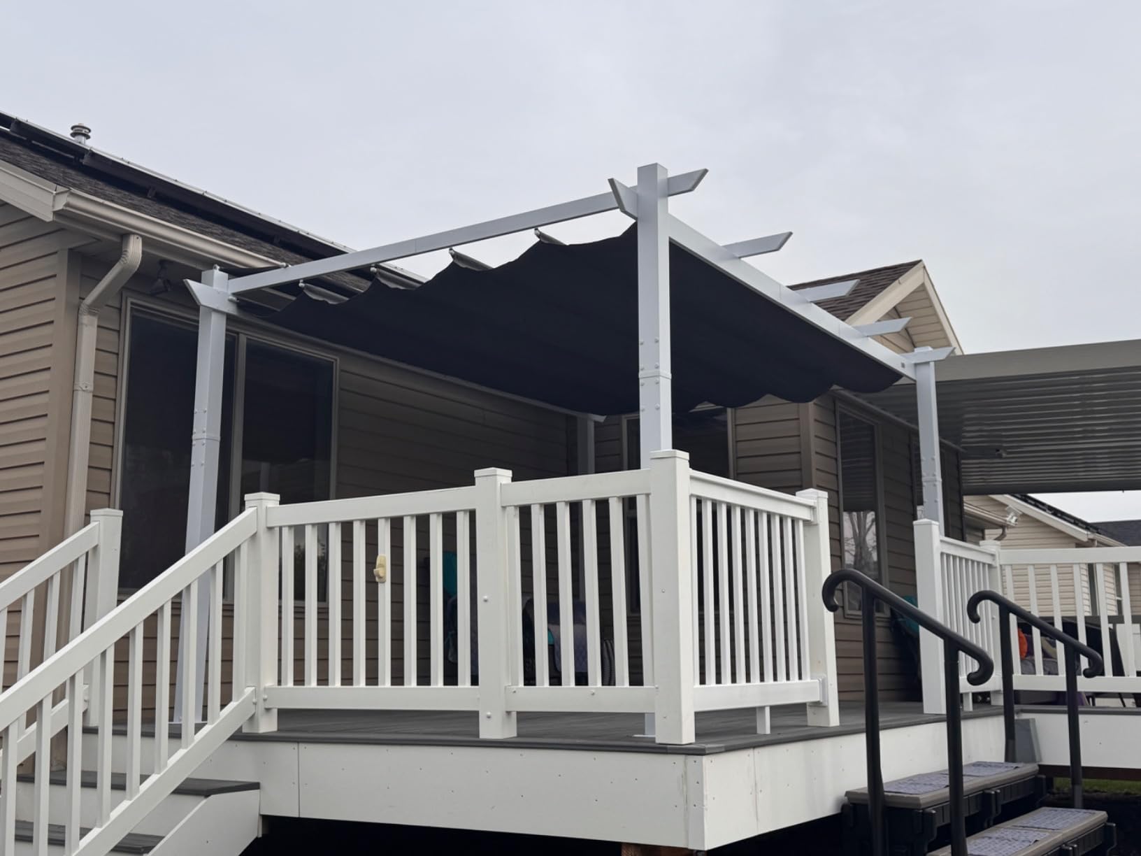 PURPLE LEAF 10' x 13' Aluminum Outdoor Pergola Wind-Resistant Retractable Pergola with Double Sun Shade Canopy Heavy-Duty Metal Pergola for Patios Backyard Deck Garden, Grey customer photo 2