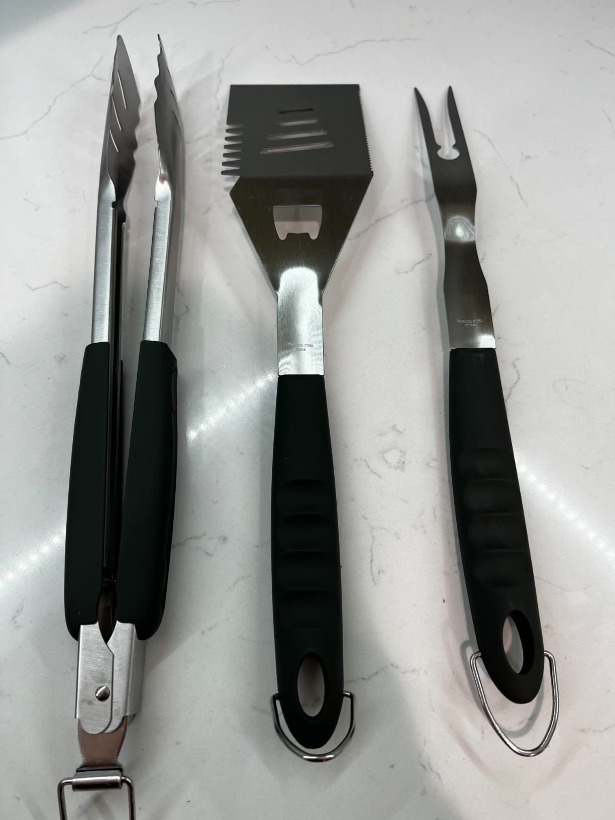 HAUSHOF Large Grill Accessories Heavy Duty BBQ Set - Premium Stainless Steel Spatula, Fork & Tongs customer photo 2
