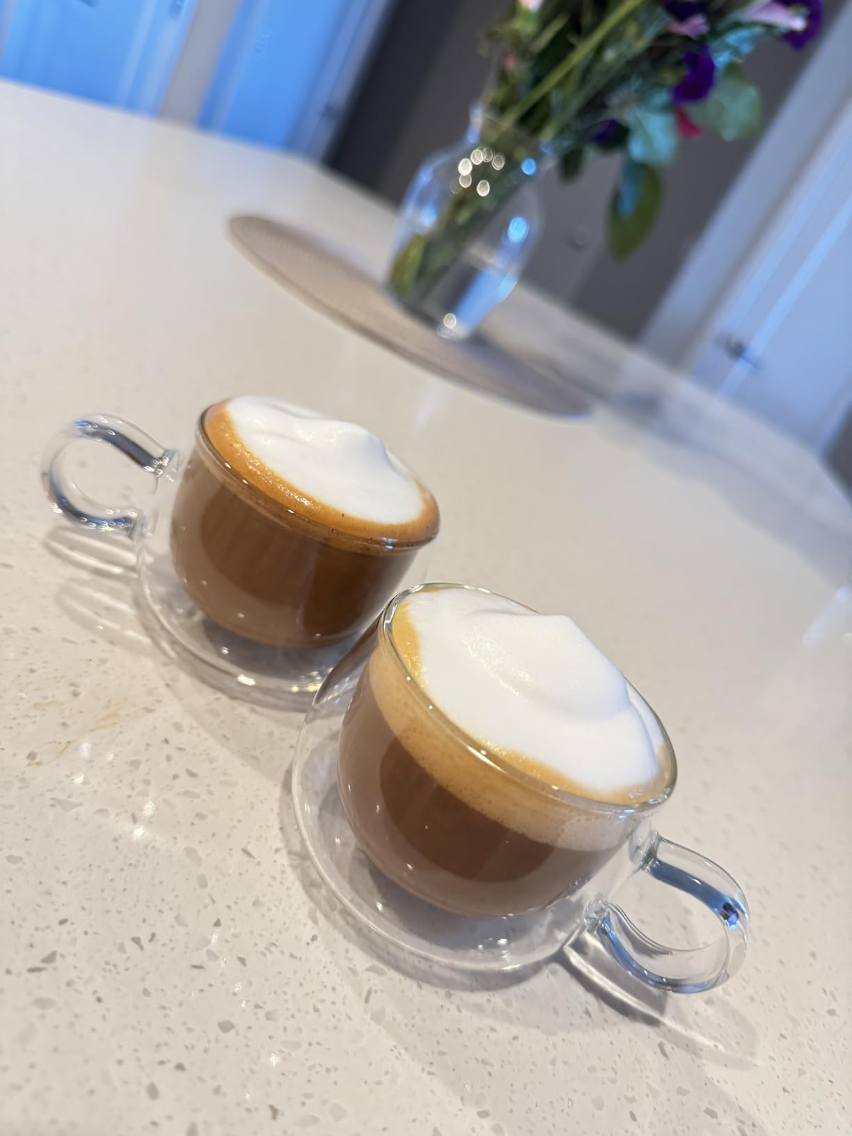 Glastal Double Walled Glass Coffee Mugs 12 oz, Cappuccino Cups Set of 2, Clear Glass with Handle, Insulated Borosilicate Double Wall Latte Coffee Mugs Milk Tea Cup, German Quality customer photo 1