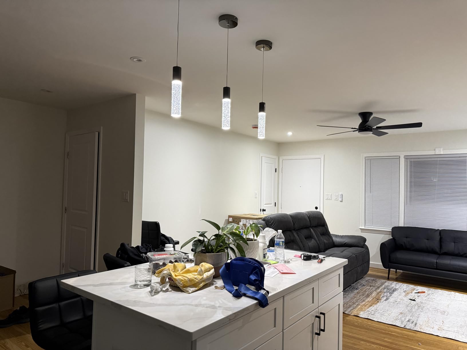 OKELI Modern Pendant Light, LED Bubble Crystal Kitchen Island Lights Fixtures, Chrome Mini Single Island Lights Pendant Lighting for Kitchen Island, Bar, 6W, 6000K, ETL customer photo 1