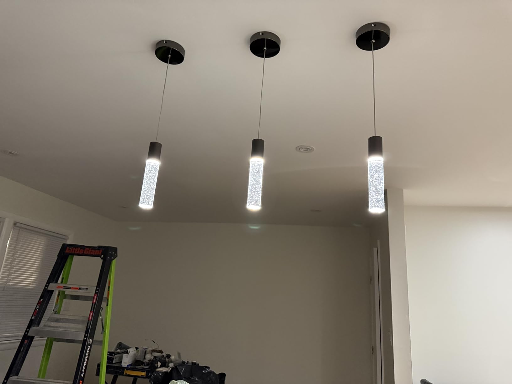 OKELI Modern Pendant Light, LED Bubble Crystal Kitchen Island Lights Fixtures, Chrome Mini Single Island Lights Pendant Lighting for Kitchen Island, Bar, 6W, 6000K, ETL customer photo 2