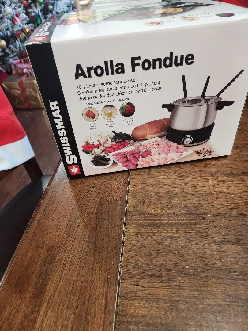 Swissmar Arolla 10 Pieces Stainless Steel Electric Fondue Set - Perfect Fondue Pot Electric Set for Cheese, Chocolate, Oil, Broth & More - Gift Ideas for Wedding, House Warming, Red, 2.1 Qt / 2L customer photo 1