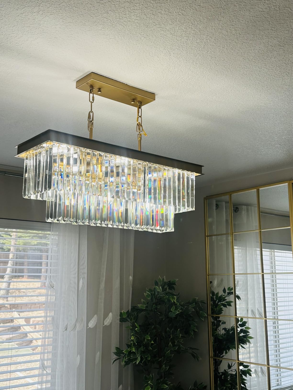 Crystal Chandeliers for Dining Room 11-Light Black Modern Chandelier Rectangle Contemporary Pendant Light Fixture for Kitchen Island Bar L33.5 Inch customer photo 1