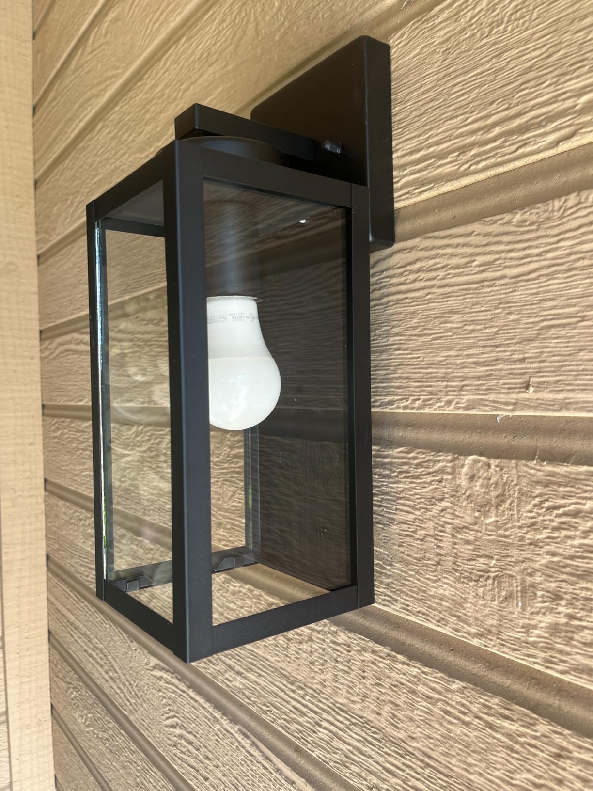 Outdoor Wall Light Fixtures, Exterior Waterproof Wall Lanterns, Porch Sconces Lighting with E26 Sockets & Glass Shades, Modern Matte Black Outside Lights for Patio Front Door Entryway Garage, 2-Pack customer photo 1