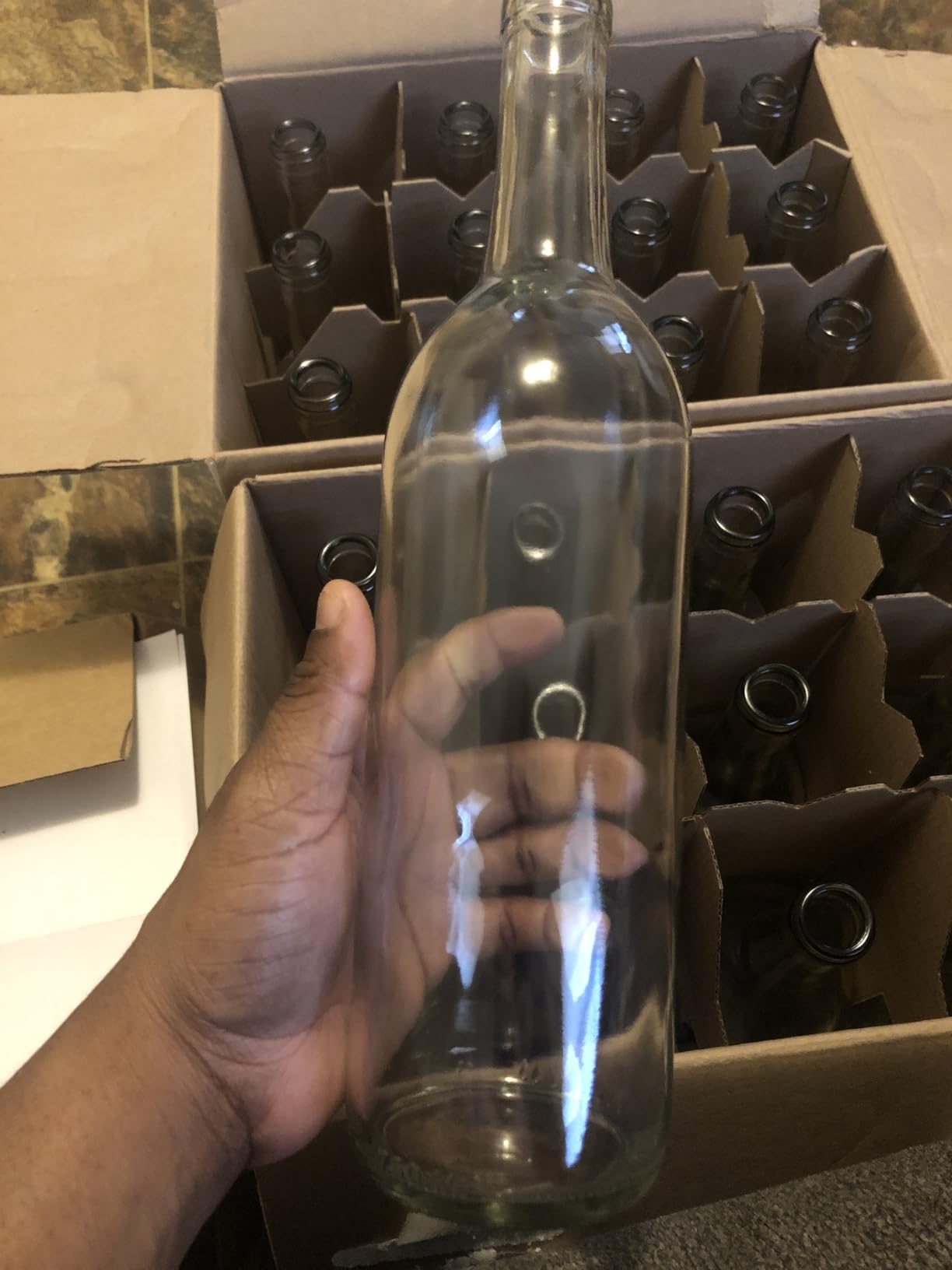 FastRack - 750ml Clear Wine Bottles (Pack of 12) | W5 Bordeaux Liquor Bottles | 750 ml Empty Bottle for Drinks, 12 per Case - NO CORKS INCLUDED customer photo 2
