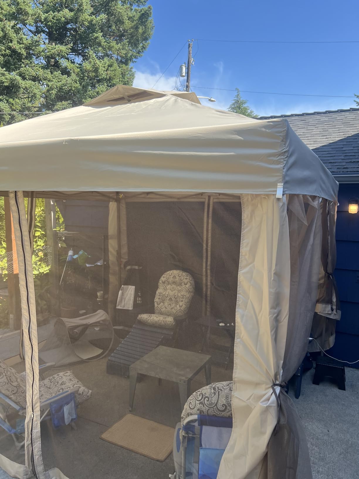 CROWN SHADES Gazebo 10x10 Pop Up Canopy with Mosquito Netting, Screen Tent with 4 Ropes, 8 Stakes, 4 Sandbags and Wheeled Storage Bag, Canopy for Patio & Backyard Parties,Camping&Events -(Beige) customer photo 1