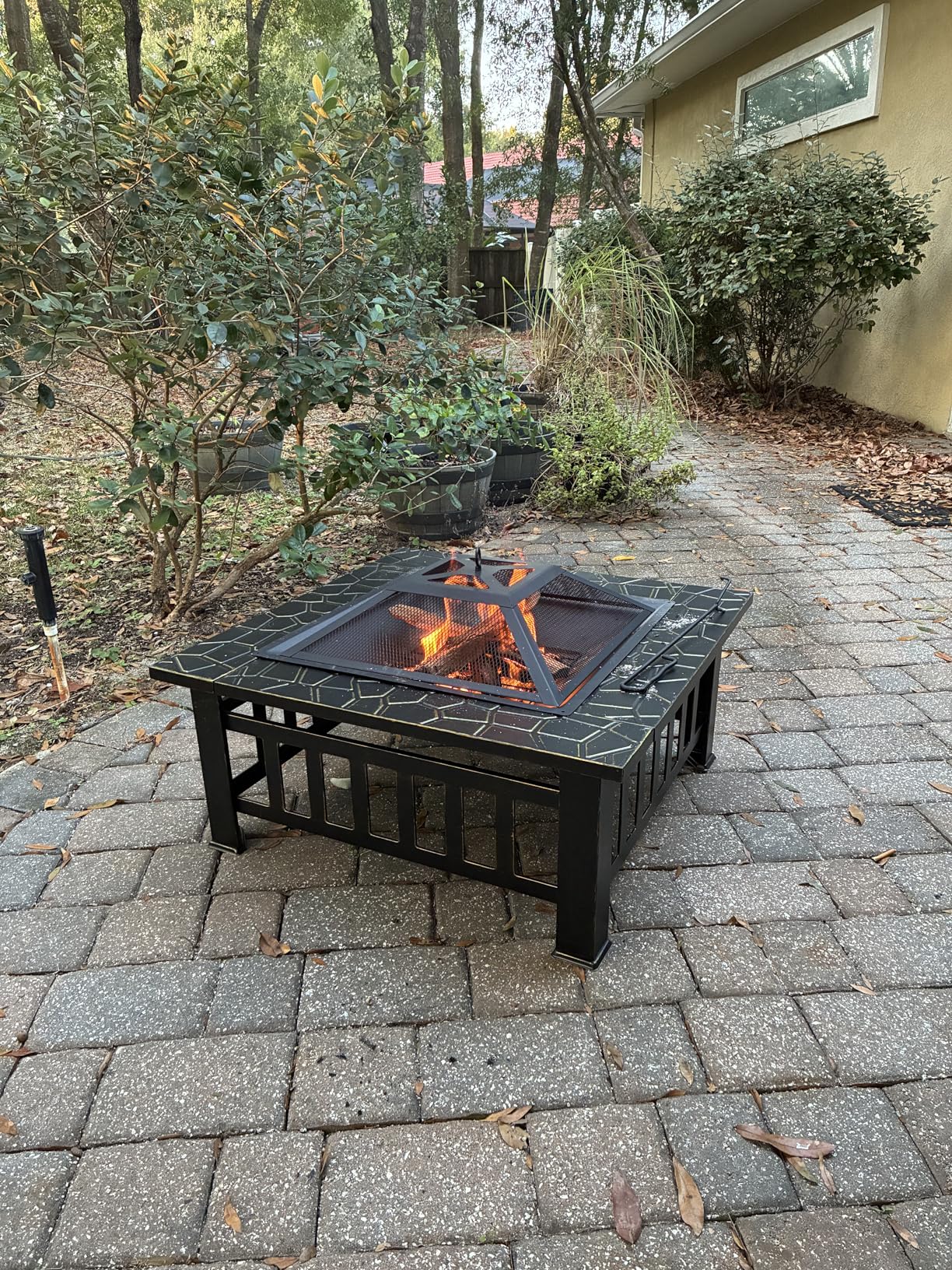 Devoko Outdoor Fire Pit, 32 Inch Firepit Table Metal Outdoor Fireplaces with Waterproof Cover for Outside Patio Camping (Black) customer photo 1