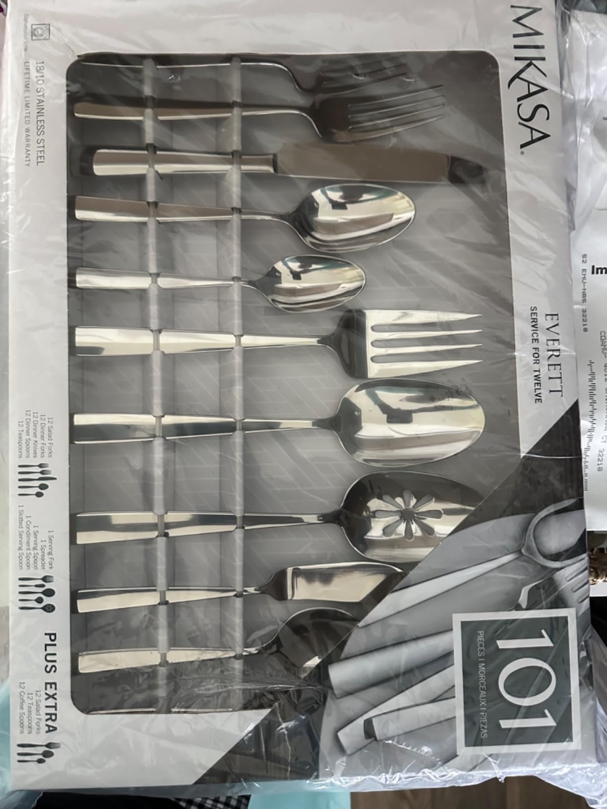 Mikasa Everett 101-Piece Flatware Set for 12, 18/10 Stainless Steel Cutlery with Complete Service and Serving Pieces, Sleek and Durable Design customer photo 1