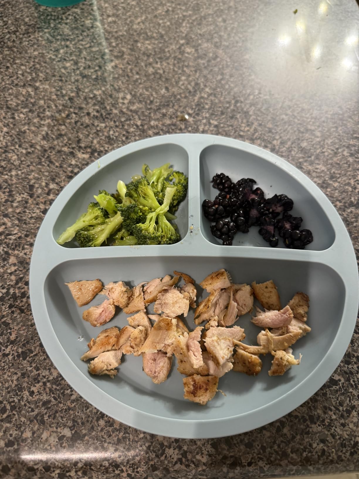 PandaEar Divided Unbreakable Silicone Baby and Toddler Plates - 3 Pack - Non-Slip - Microwave Safe - Silicone (Blue Green Brown) customer photo 1