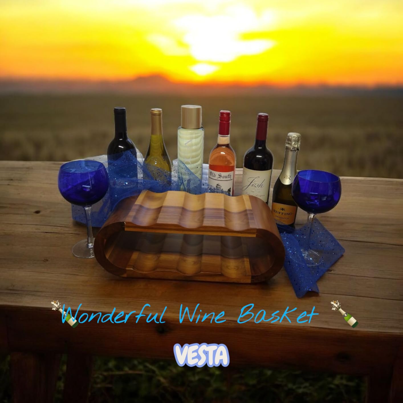 BLUEWEST Wooden Countertop Wine Rack - 8-Bottle Acacia Wine Holder Stand - Freestanding Wine Storage - Great for Home Decor No Assembly Required customer photo 2