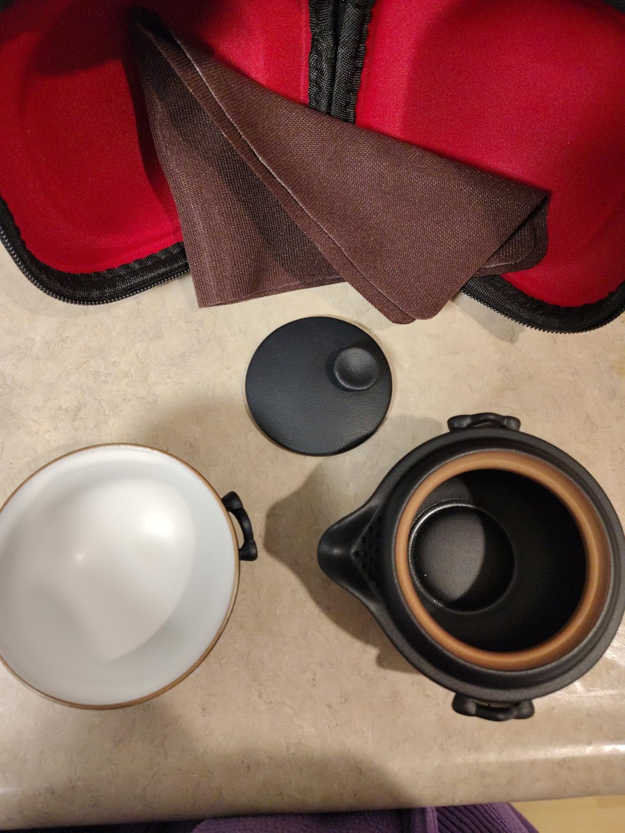 HEER Ceramic Travel Gaiwan Tea Set - Small Kungfu Teapot with Cup for One, Ideal Gift for Tea Lovers. customer photo 1