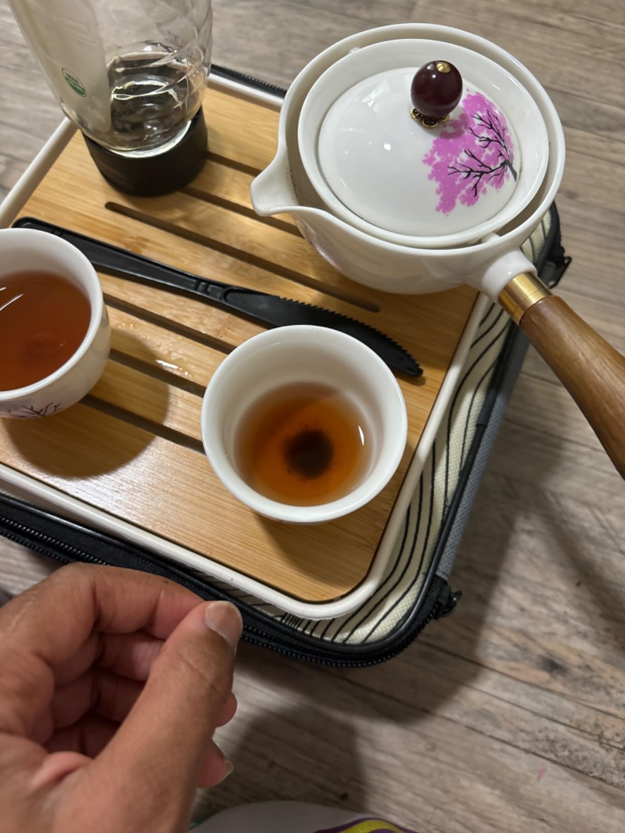 Ceramic Portable Travel Tea Set, Chinese Kungfu Tea Set with 360 Rotation Teapot and Infuser, 4 Tea Cups, Tea Tray And Travel Bag (Lucky Cat) customer photo 2