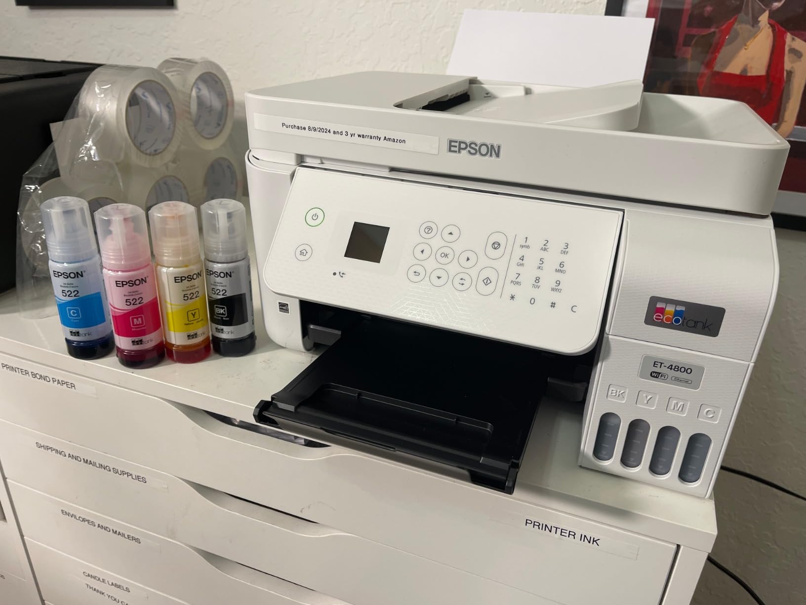 Epson EcoTank ET-4800 Wireless All-in-One Cartridge-Free Supertank Printer with Scanner, Copier, Fax, ADF and Ethernet - Ideal for Your Home Office, White customer photo 2
