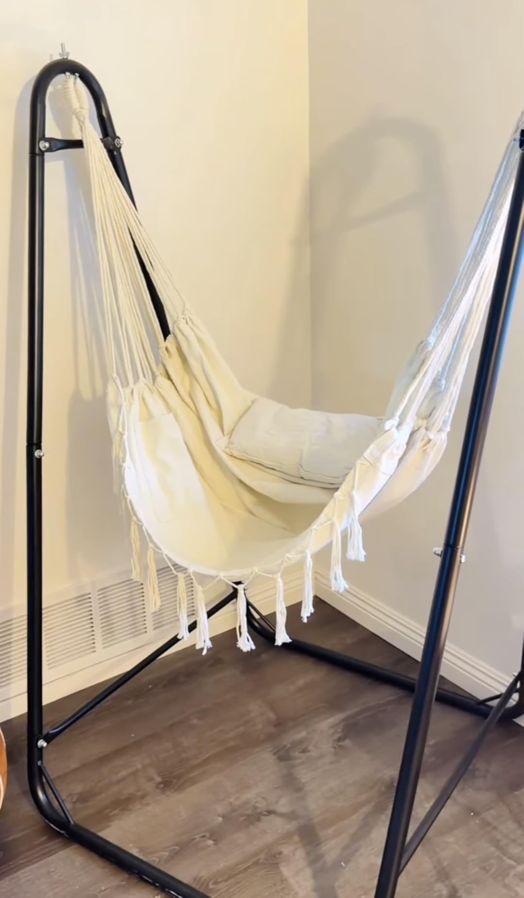Hammock Chair with Stand,Heavy-Duty Hanging Chair with Stand, for Indoor Outdoor,Sturdy Swing Chair Stand Max Load 350 pounds(Hammock Chair Included) customer photo 1