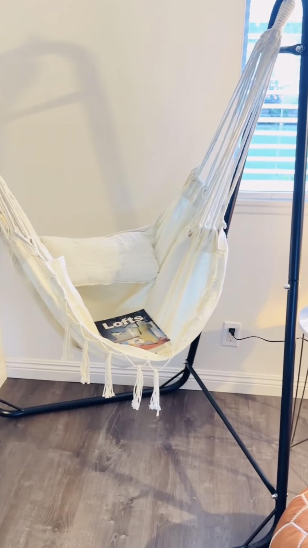 Hammock Chair with Stand,Heavy-Duty Hanging Chair with Stand, for Indoor Outdoor,Sturdy Swing Chair Stand Max Load 350 pounds(Hammock Chair Included) customer photo 2