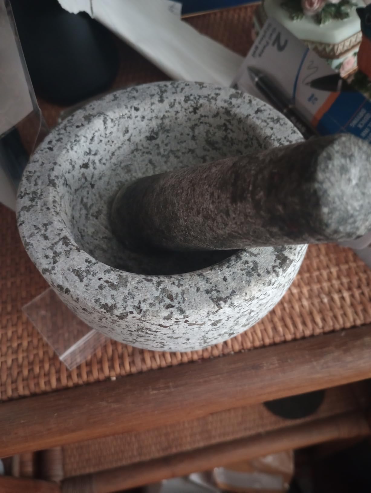 PriorityChef Mortar and Pestle Set, Heavy Duty Natural Granite, Make Fresh Guacamole at Home, Solid Stone Grinder Bowl, Herb Crusher, Spice Grinder, 1.5 Cup Size, Unpolished Grey customer photo 1
