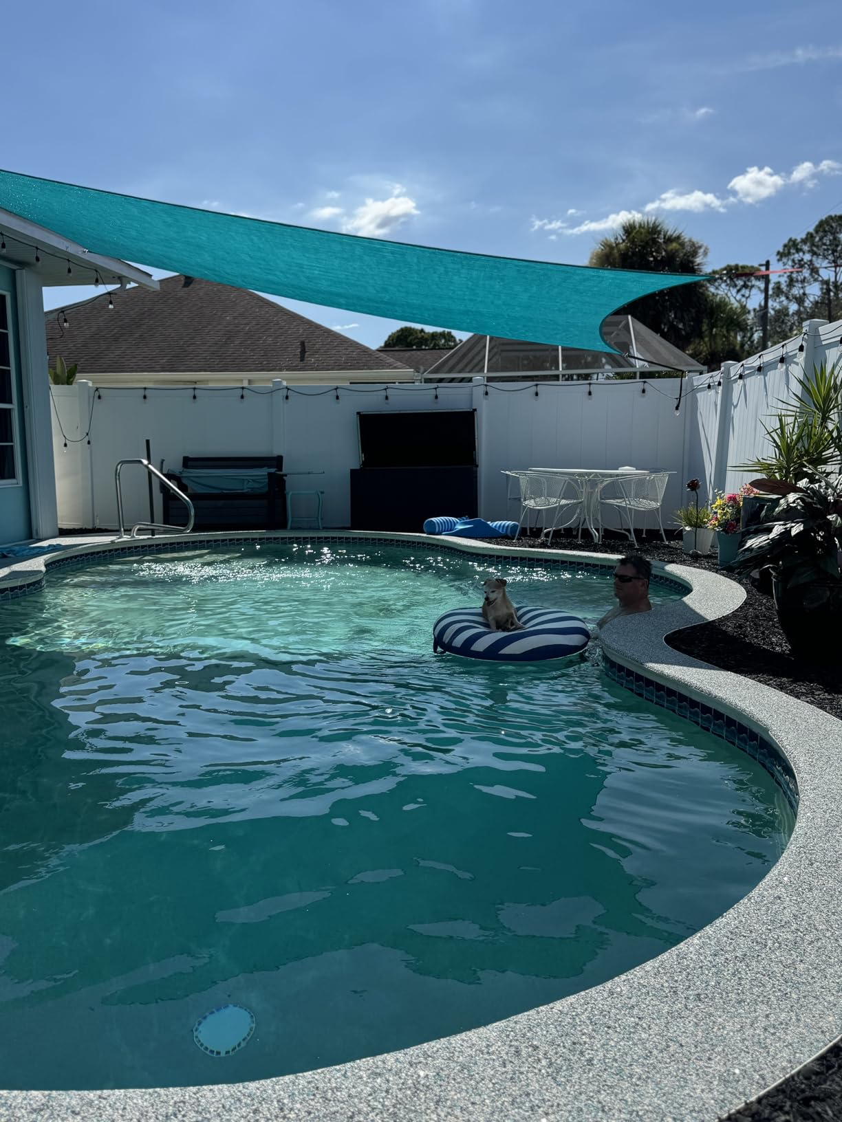Amgo 16' x 20' Beige Rectangle Sun Shade Sail Canopy Awning UPF50+ AGTAPR1620, 95% UV Blockage, Water & Air Permeable, Commercial and Residential, 3 Years Warranty customer photo 1