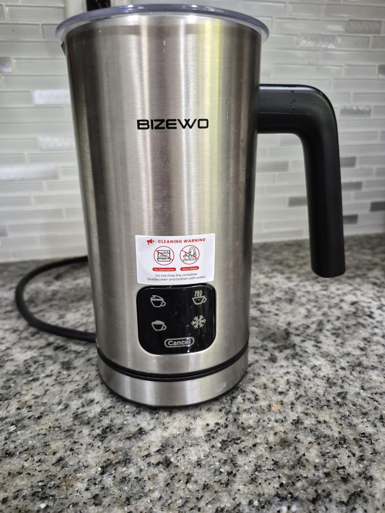 BIZEWO Milk Frother Electric, Warm and Cold Milk Steamer, 4 IN 1 Automatic Milk Warmer Stainless Steel with Touch Screen for Coffee, Latte, Macchiato, Cappuccino, Hot Chocolate customer photo 1