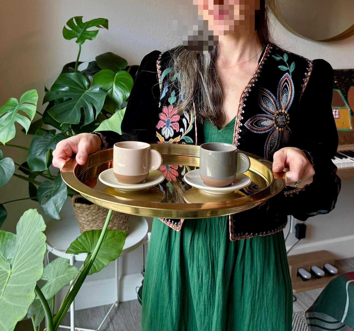 Mora Ceramic Mini Espresso Cups Set of 4, 3oz - Tiny Italian Inspired Mugs With Saucers For Small Shots of Coffee - Modern Boho Style For Any Kitchen or Cafe. Microwave Safe Porcelain - Vanilla White customer photo 1