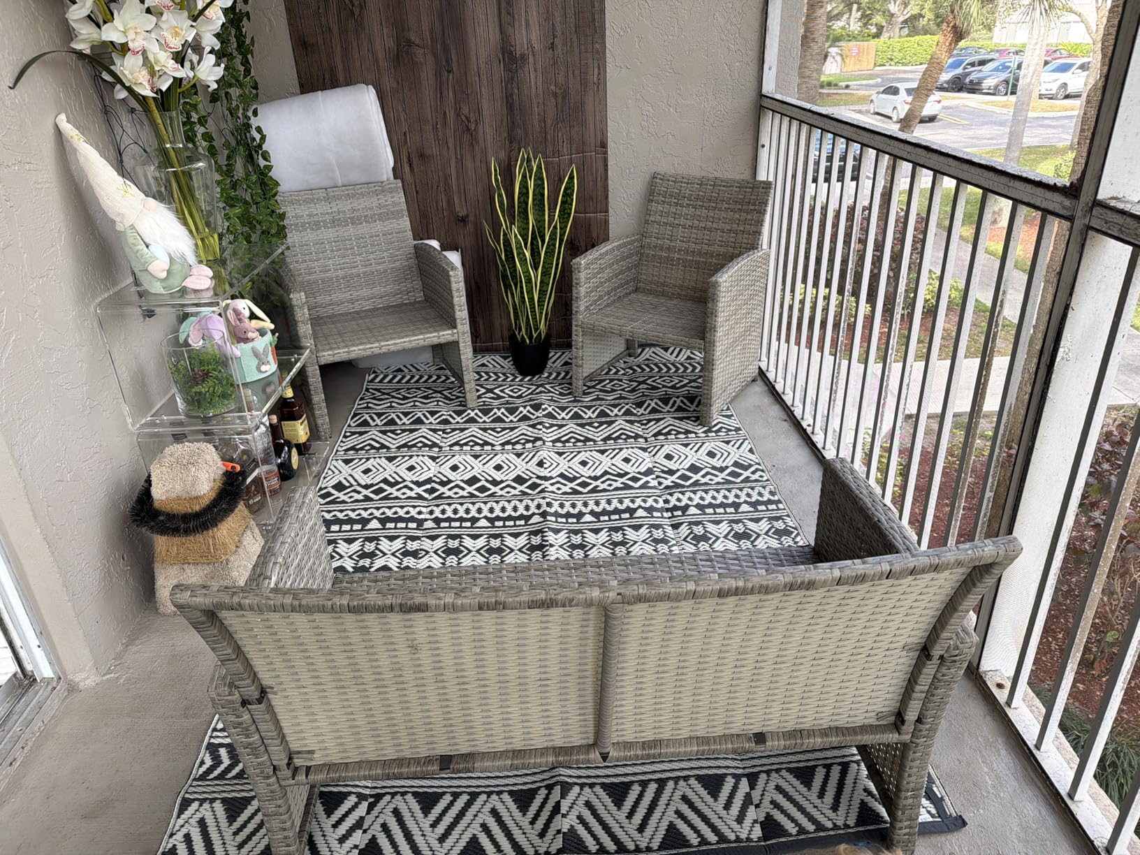 MontVoo Outdoor Rug Carpet Waterproof 5x8 Outdoor Patio Rug Mat Reversible Plastic Straw Outdoor Rug for RV Camping Picnic Beach Balcony Boho Grey customer photo 2