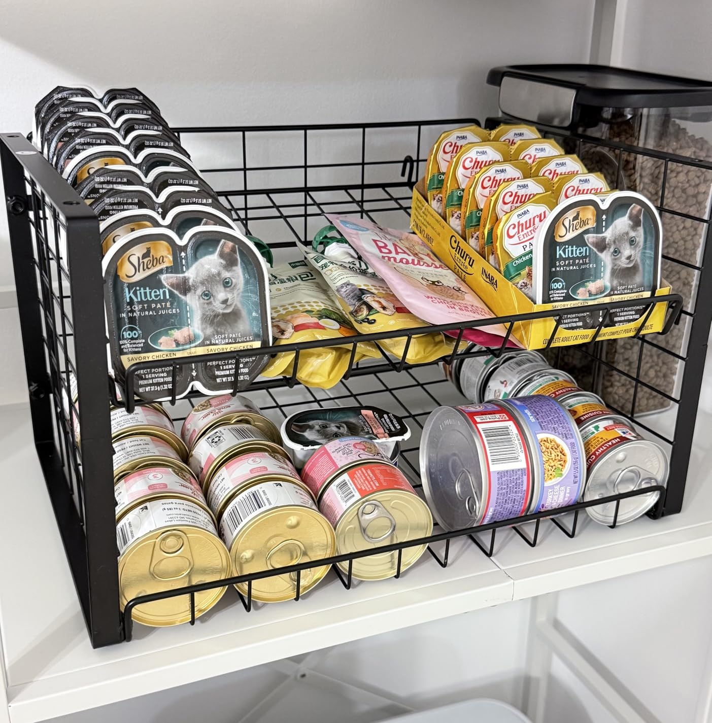 JKsmart 2-Tier Stackable Can Rack Organizer for Pantry, Adjustable Can Dispenser Holds Up to 60 Cans, Can Storage Holder for Various Ounces of Canned Food Soda Drinks, Black, 2 Pack customer photo 2