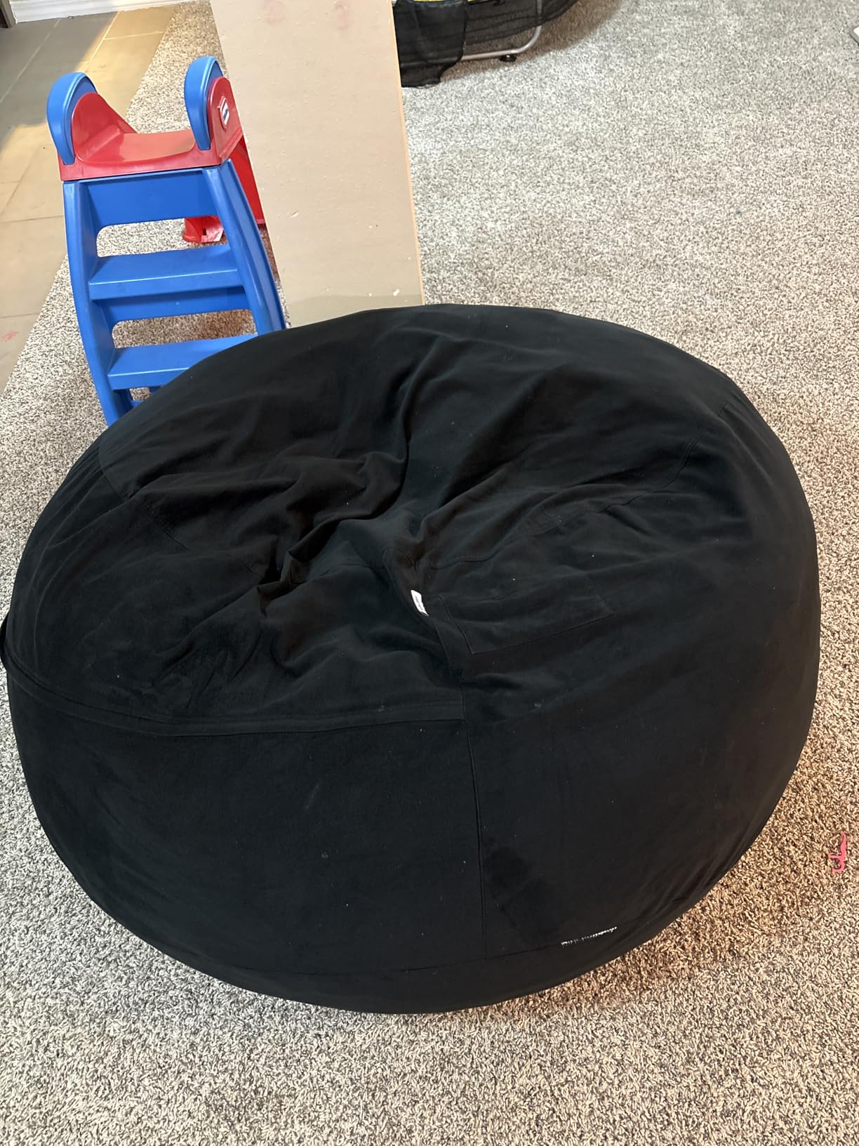 HABUTWAY Bean Bag Chair 3Ft Luxurious Velvet Ultra Soft Fur with High Rebound Memory Foam Bean Bag Chairs for Adults Plush Lazy Sofa with Fluffy Sponge 3' (Black New) customer photo 2