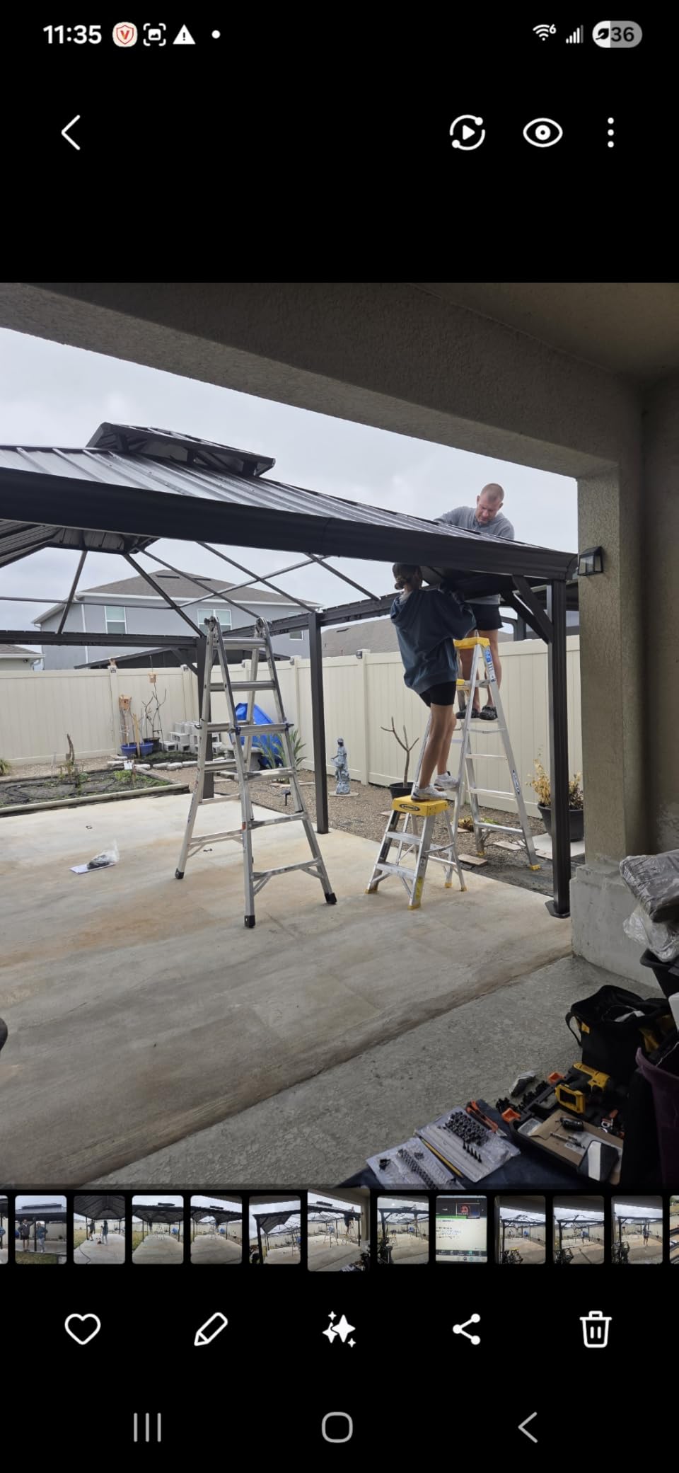 Kozyard Alexander 10' x 12' Hardtop Gazebo, Aluminum Frame with Galvanized Steel Double Roof, Outdoor Permanent Pavilion with Curtains and Netting for Patio, Backyard, Deck, Lawn (Gray) customer photo 2